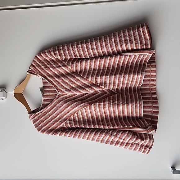 Anthropologie Saturday Sunday Stripe Retro Chenille Knit Flare Hoodie - Picture 1 of 7